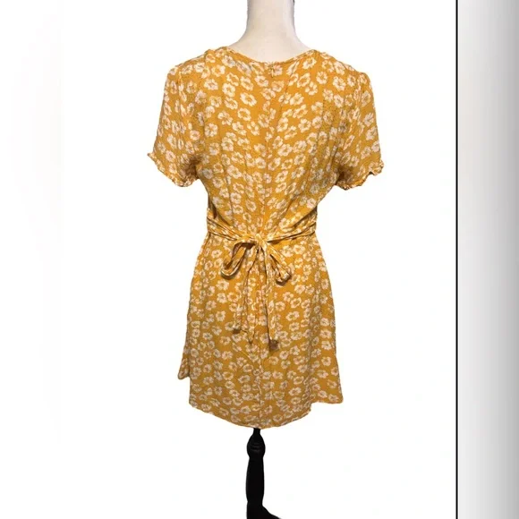 Lulus Garden Explorer Mustard Yellow Floral Print Mini Dress size Large - Picture 5 of 5